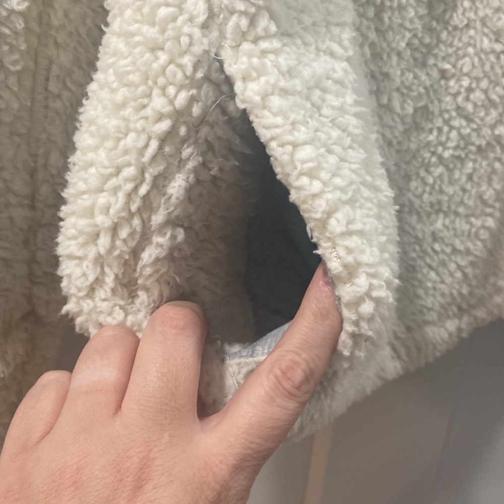 Large Original Weatherproof Vintage Sherpa Quarter Zip ivory and blue 💕 - Picture 5 of 11